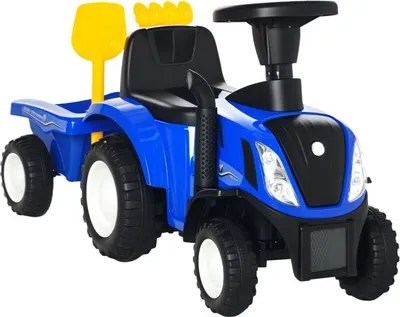 Obrázek produktu pro Fortuna Lai Traktor na klouzání s přívěsem, klaksonem, hračkami na písek, od 1 roku, plast + kov, modrý, 91 x 29 x 44 cm