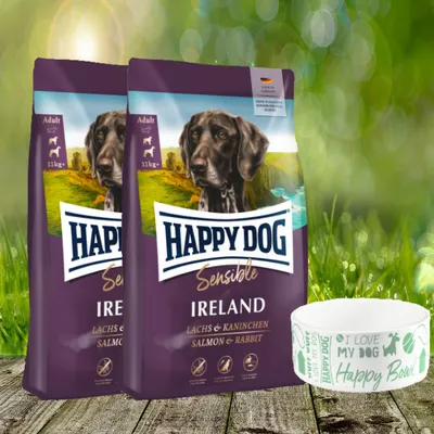 Produktbild von Happy Dog Sensible Ireland 2 x 12,5 kg + Happy Dog Futternapf geschenkt