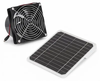 Solar-Abluftventilator 16,5 cm mit Batteriebox, 50W Panel