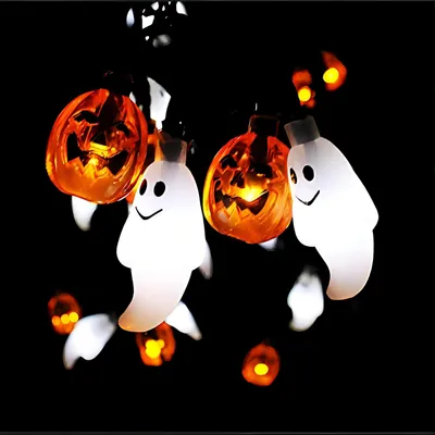 Produktbild von JOYIN Halloween-Lichterkette, Dekorationen, 30 LEDs, batteriebetrieben, Geister-Kš¹rbis, 3D-Lichterkette mit 8 Beleuchtungsmodi fš¹r Zuhause, Innen- und Au?enbereich, Halloween-Party-Dekoration