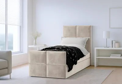 Produktbild von AX LIVING Boxspringbett Beige Aleyna Bett 80 x 200 mit Bettkasten