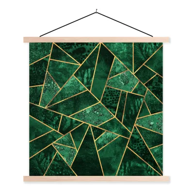 Produktbild von MuchoWow® Textilposter Smaragd - Gold - Abstrakt - Muster 60x60 cm mit holzfarbenen Rahmen - Wanddekoration