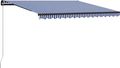 Produktbild von Einziehbare Markise Handbetrieben 450 x 300 cm Blau und Weiß 3055194
