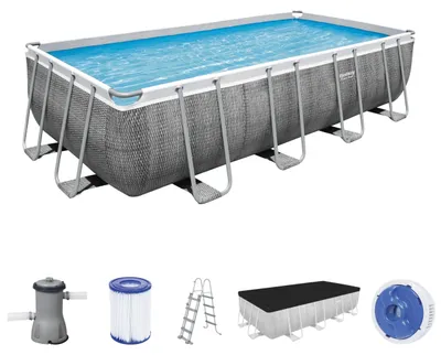Image de Power Steel™ Frame Pool Kit complet, rectangulaire, avec pompe de filtration, échelle de sécurité & bâche 549 x 274 x 122 cm, Piscine, Natation, Piscines