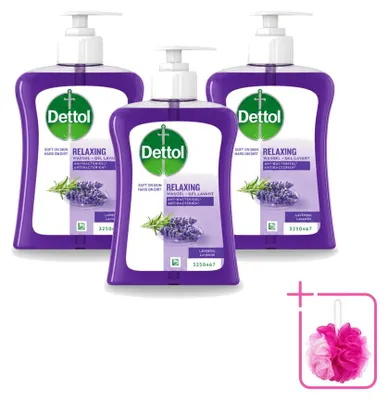 Obrázek produktu pro 3 kusy tekutého mýdla Dettol na ruce – vůně levandule – 250 ml – výhodná balení – 3 kusy