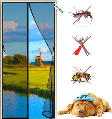 Produktbild von Famanu Insektenschutznetz 110 x 230 cm mit Durchgangsdesign - Schwarz
