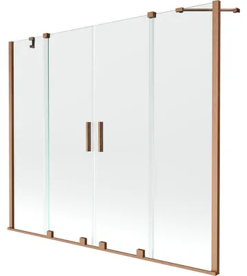 Obrázek produktu pro Mexen Velar Duo vana paraván 2-křídlý posuvný 200 x 150 cm, transparentní, kartáčovaná měď - 896-200-000-02-65