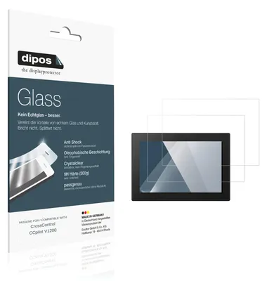 Produktbild von 2x Schutzfolie für CrossControl CCpilot V1200 - Anti-Shock 9H Folie dipos Glass Kunststoffglas