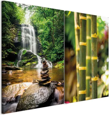 Zdjęcie produktu dla murando - Fototapety na ścianę XL zestaw wodospad 80x60cm 2 sztuki po 40x60cm kolaż 2er włóknina płótno obraz grafika nowoczesny obraz na ścianę projekt płótno obrazy dekoracja - wieloczęściowy p-B-10014-b-a