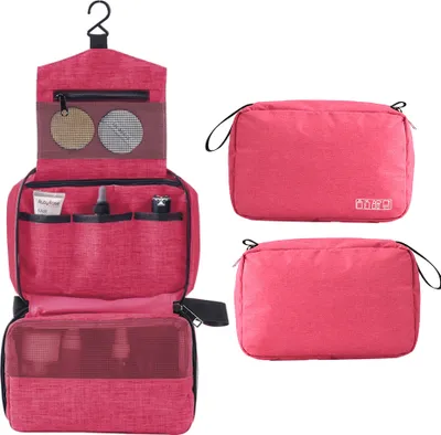 Produktbild von Tragbare Kulturtasche mit Haken zum Aufhaengen, Reisetasche fuer Toilettenartikel, wasserabweisende Kosmetiktasche, Reise-Make-up-Organizer, grosse Kapazitaet, Kultur-Organizer fuer Frauen und Maedchen