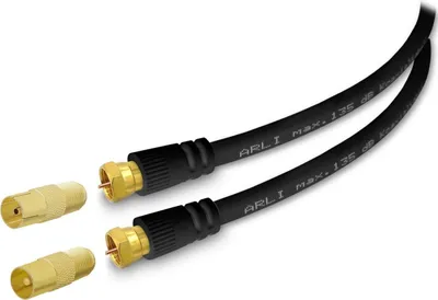 Produktbild von 2m ARLI TV Antennenkabel – max. 135 dB 5-fach geschirmt | vergoldete F-Stecker & IEC Adapter | DVB-C DVB-T2 DAB+ 4K 8K
