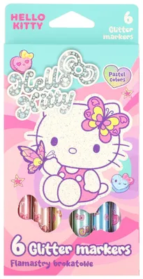 Obrázek produktu pro Flamastry brokatowe Hello Kitty pastel 6 kolorów