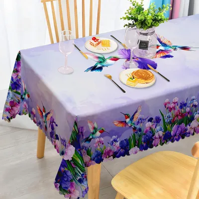 Obrázok produktu pre Obrus obdĺžnikový, odolný voči poveternostným vplyvom, umývateľný, polyester, motív kolibrka, 140 x 300 cm