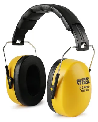 Immagine prodotto di Protezioni per le orecchie, cuffie antirumore con riduzione del rumore di 31 dB, colore giallo, adatte a bambini e adulti