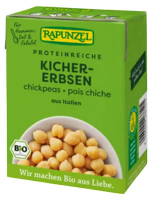 Produktbild von Rapunzel Bio Kichererbsen in aromafrischer Verpackung 12x380g