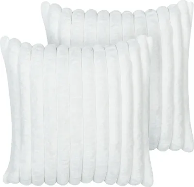 Produktbild von BELIANI Dekokissen 2er Set Weiß aus Kunstfell 45 x 45 cm Quadratisch Flauschig Weich Deko Dekoration Wohnaccessoires für Wohnzimmer Schlafzimmer