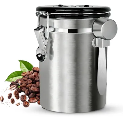 Luftdichter Kaffeebehälter 1,8 L Edelstahl mit Löffel