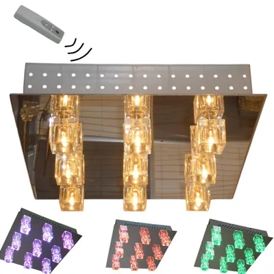 Produktbild von LED+Halogen Kristall Deckenleuchte "Crystal" 9-flammig Fernbedienung Farbwechsler #1
