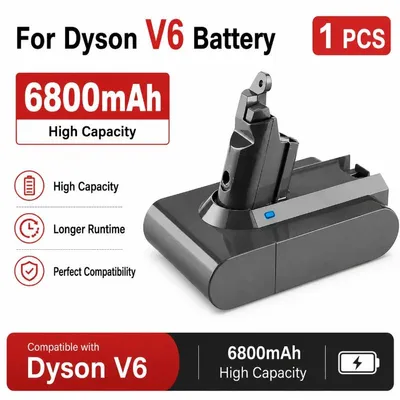 Produktbild von Ersatzakku für Dyson V6 - Lithium-Ionen-Akku - 6800 mAh - 21,6 V - Wiederaufladbar - Nur Akku