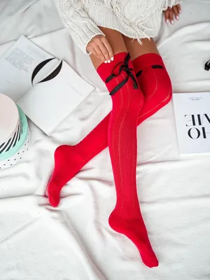 Image de Bas en coton Milena, couleur rouge, pour femmes, taille 37-41
