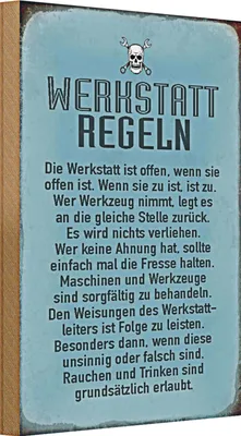 Produktbild von Holzschild Spruch 20x30cm Werkstatt Regeln Werkstatt