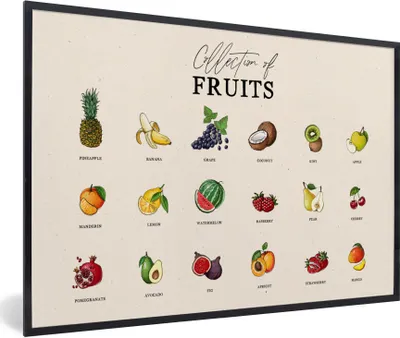 Produktbild von MuchoWow® Gerahmtes Poster Obst - Küche - Lebensmittel 30x20 cm - Poster mit Schwarzem Bilderrahmen Wandposter Rahmen Foto Bilder - Kunstdruck - Bild-Poster