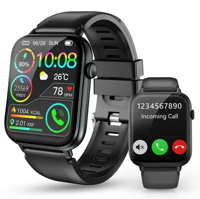 Produktbild von Smartwatch Herren Damen HD Touchscreen mit Telefonfunktion Bluetooth-Anrufe und Smart Erinnerungen Schwarz