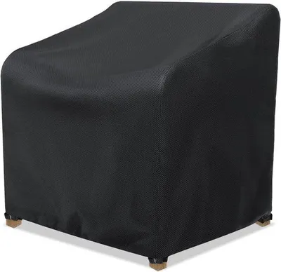 Image de Housse de protection Unyqoos® pour chaises de jardin – housse de protection résistante aux intempéries, noire, adaptée aux dimensions jusqu'à 91x79x74 cm, tissu Oxford enduit de PU, avec ouvertures de ventilation et 4 attaches Velcro