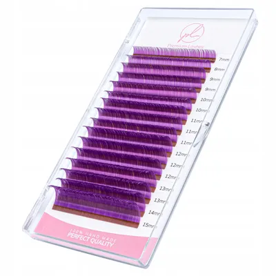Zdjęcie produktu dla Rzęsy Kolorowe Premium Lashes MIX D 0.07 7-15mm 16 pasków FIOLETOWE