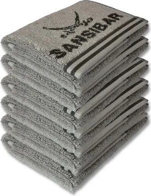 Produktbild von Sansibar Sylt Gästehandtuch 6er Set,  Frottier-Serie "Doubleface“, 30x50 cm, silber/anthrazit