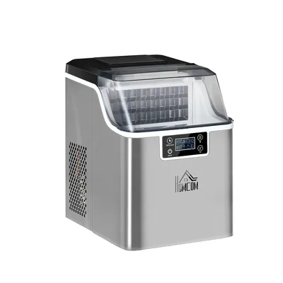 Produktbild von Eiswürfelmaschine mit 3,2 L Wassetank Eiswürfelbereiter Ice Maker 20 kg/24h 2,3 L, 25,2 x 36 x 37,1 cm, Silber