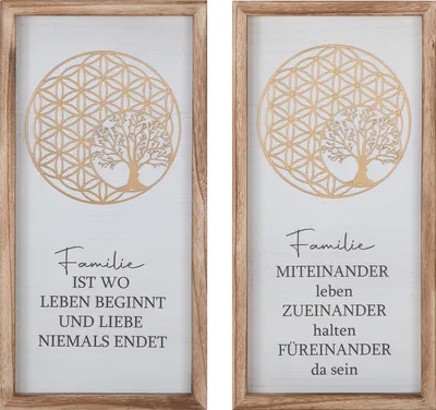 Produktbild von Gilde Bild, rechteckig, "Golden Tree", Spruch, Holz, weiß, VE 2, 2fach sortiert, L. 4 cm, B. 30 cm, H. 60 cm