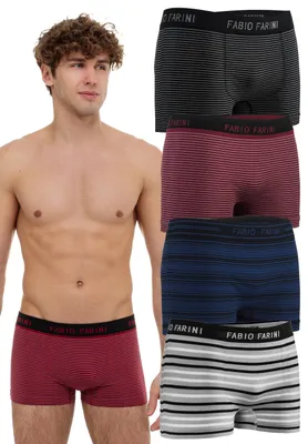 Produktbild von Fabio Farini - 4 Stück Herren Unterhosen - Männer Retroshorts aus weicher Microfaser im sportlichen Look mit Logoschriftzug