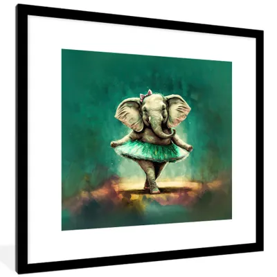 Produktbild von MuchoWow® Gerahmtes Poster Elefant - Ballerina - Farbe - Schleife - Porträt 40x40 cm - Poster mit Schwarzem Bilderrahmen Wandposter Rahmen Foto Bilder - Poster - Plakat im Rahmen