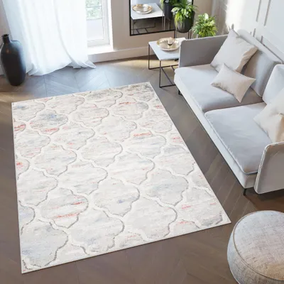 Image de Tapis VALLEY Moderne Tapis rouge Beige Bleu Salon 200 x 300 cm