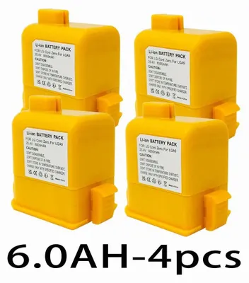 Zdjęcie produktu dla Akumulator do odkurzacza bezprzewodowego – akumulator zamienny – 25,4 V – 6000 mAh / 6,0 Ah – litowo-jonowy – wielokrotnego ładowania, zestaw 4 sztuki