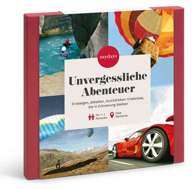 Produktbild von mydays Geschenkbox Unvergessliche Abenteuer; Erlebnis verschenken oder selbst erleben; Gutschein für 2 Person(en)