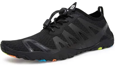 Produktbild von Wasserschuhe Damen Herren Badeschuhe Uni Atmungsaktiv Leicht Rutschfest Schwarz 44 EU
