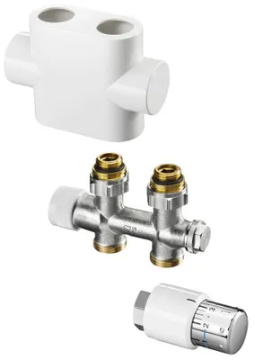 Produktbild von Oventrop Ventil-Anschlussset m TH-Kopf Durchgangsform, Multiblock weiß