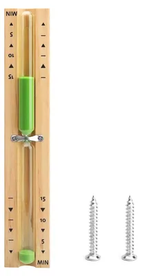 Immagine prodotto di Clessidra sauna - Clessidra da 15 minuti - Legno e vetro - Verde salvia - Per sauna, cucina e yoga
