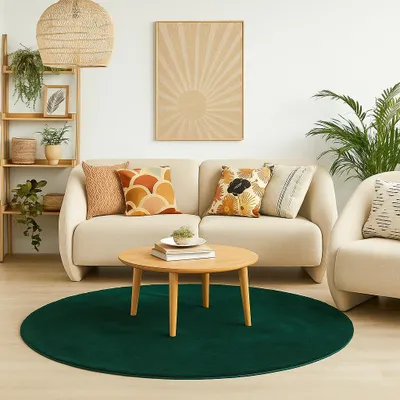 Produktbild von Luxus Super Soft Kunstfellteppich Pearl Dunkelgrün Rund, Größe:120 cm Rund