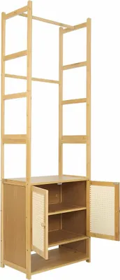 Produktbild von Bolt Edge Bamboe-Kleiderregal mit Türen – Aufbewahrungsregal mit Kleiderstange – Für Schlafzimmer, Wohnzimmer & Garderobe – 53x31,5x168cm – Natur