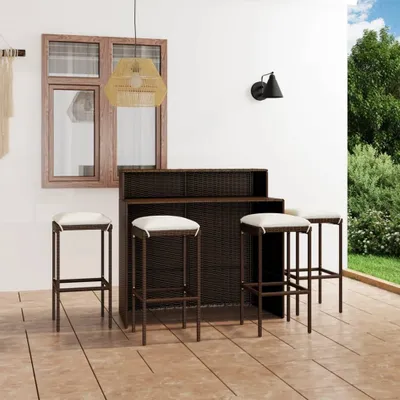 Productafbeelding van Living Store 5-delige tuinset met kussens, bruin