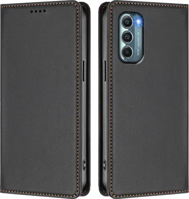Image de Étui en cuir pour Motorola Moto G Stylus 2022 5G, étui à rabat magnétique en cuirPolyuréthaneavec support, noir