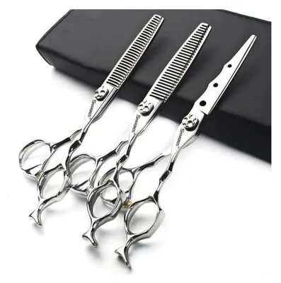Produktbild von Friseurschere Effilierschere Set 6 Zoll 440C Edelstahl 30-35% Ausdünnungsrate 3-teilig