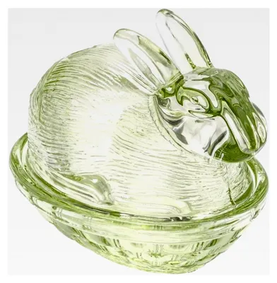 Produktbild von Glas-Hase | 2-teilig | mit abnehmbarem Deckel | Glasschale | Dose | Ostern | Oster-Deko (Grün)