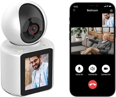 Produktbild von Indoor-Zwilling-Kamera mit 2,8-Zoll-HD-Bildschirm, 1080P-Videotelefunk-Kamera, für Innenraum-Sicherheit, Überwachungskamera für Babysitter/Hunde/Babys, mit mobiler App.