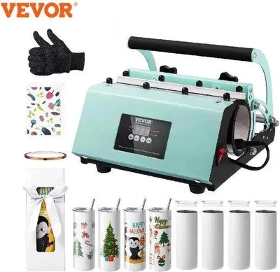 Zdjęcie produktu dla Maszyna do termotransferu z 8 obrotowymi uchwytami na kubki, prasą do kubków, prasą do filiżanek, rękawicami oraz maszyną do sublimacji