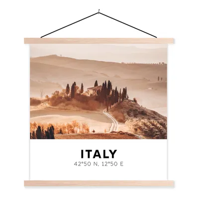 Produktbild von MuchoWow® Textilposter Italien - Toskana - Sommer 120x120 cm mit holzfarbenen Rahmen - Textil-Poster