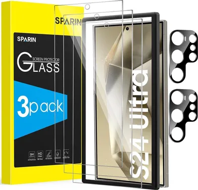 Image de SPARIN Samsung Galaxy S24 Ultra verre de protection blindé dureté 9H 3+2 pièces protection caméra Transparent